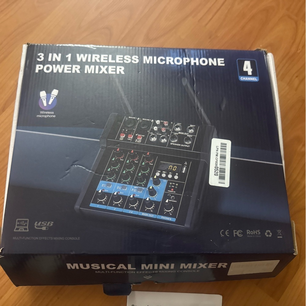 Aveek E1 4-Channel 3 In 1 Wireless Microphone Power Mixer Console Mfg $139